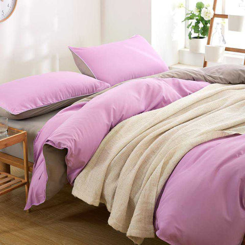 Luxury Reversible Pinkish Purple And Grey Duvet Set