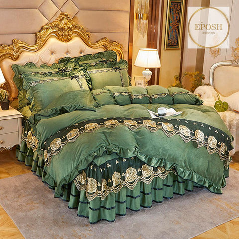 Luxury Velvet Duvet Pista Green-King