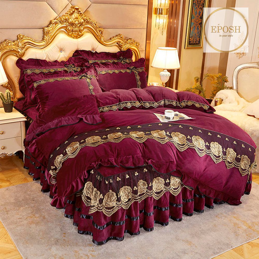 Luxury Velvet Duvet Maroon-King