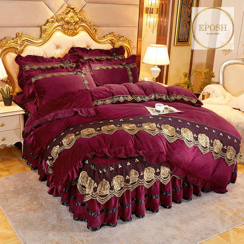 Luxury Velvet Duvet Maroon-King