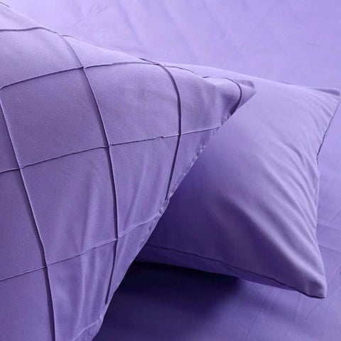 Exotic Embellish Cross Pleated Duvet Set - Purple
