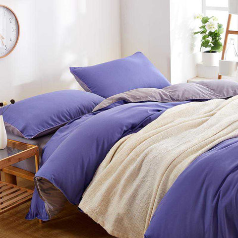 Luxury Reversible Purple And Grey Duvet Set