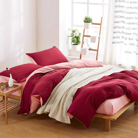 Luxury Reversible Red And Pink Duvet Set