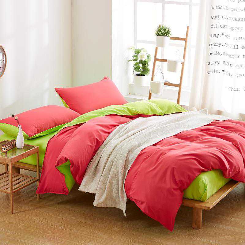Luxury Reversible Rose Red And Green Duvet Set