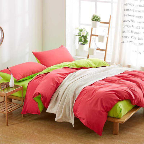 Luxury Reversible Rose Red And Green Duvet Set