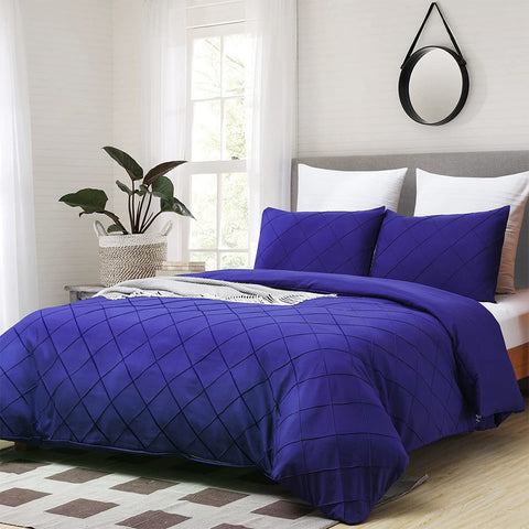 Exotic Embellish Cross Pleated Duvet Set - Royal Blue
