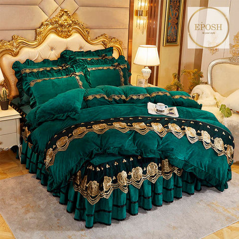 Luxury Velvet Duvet Royal Green-King