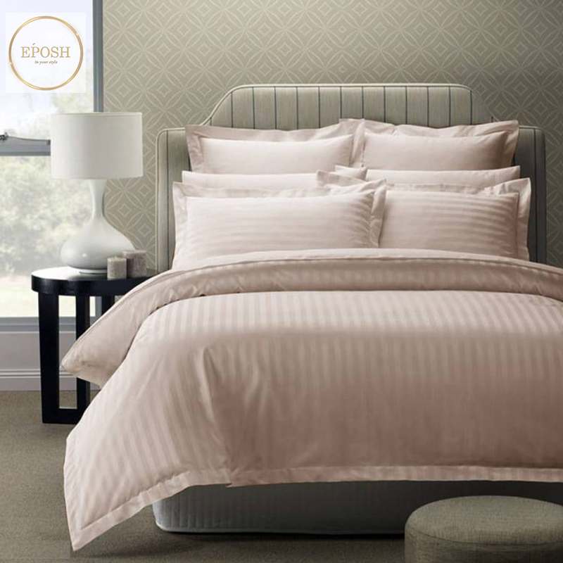 Luxury Satin Stripe Duvet set - Beige