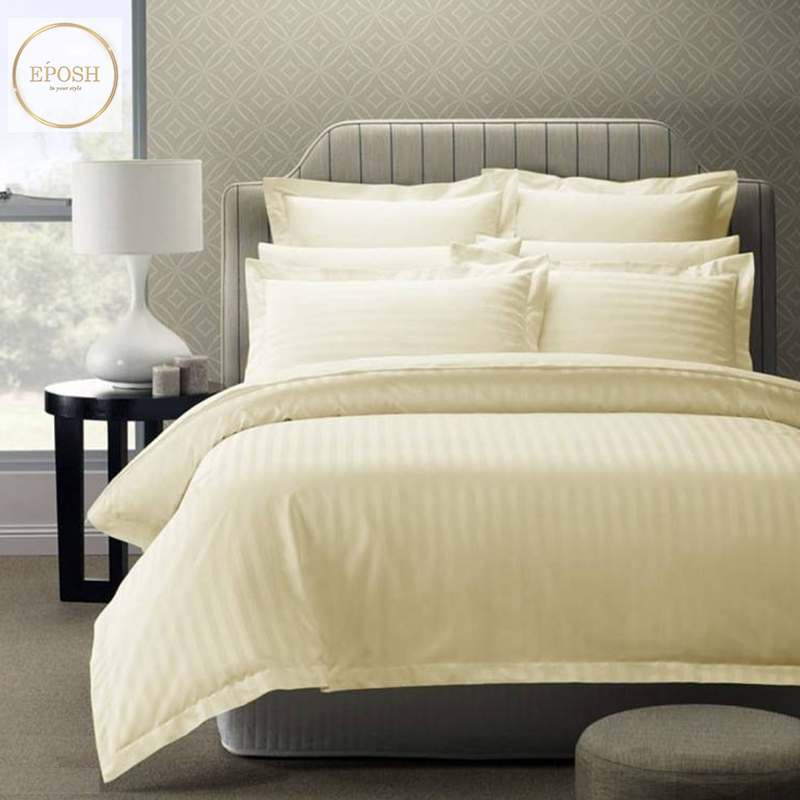 Luxury Satin Stripe Duvet set - Cream
