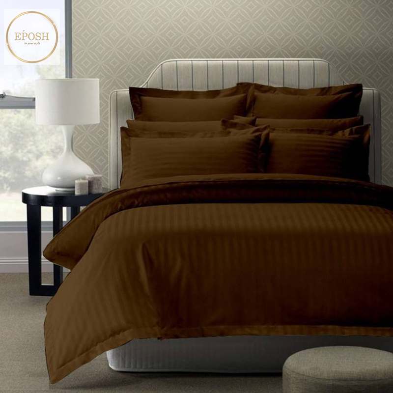 Luxury Satin Stripe Duvet set - Brown