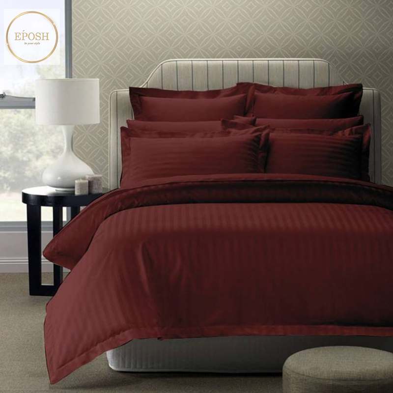 Luxury Satin Stripe Duvet set - Maroon