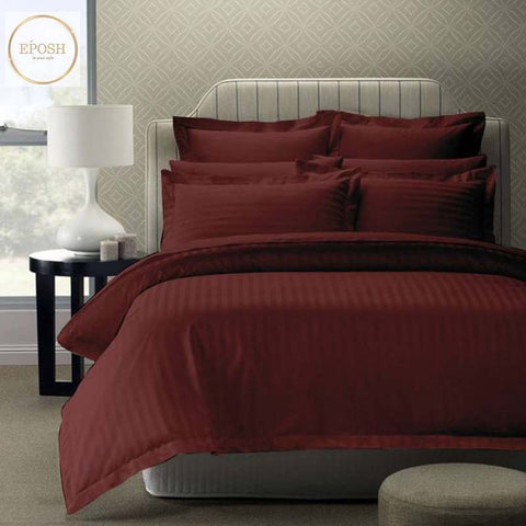 Luxury Satin Stripe Duvet set - Maroon