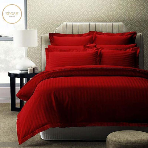 Luxury Satin Stripe Duvet set - Red