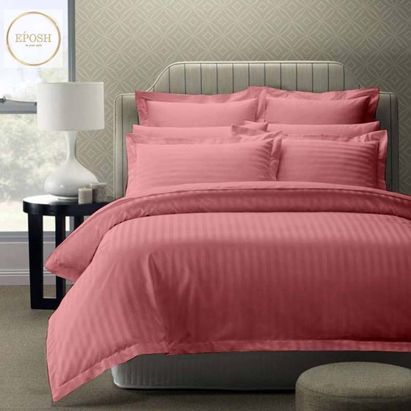 Luxury Satin Stripe Duvet set - Pink
