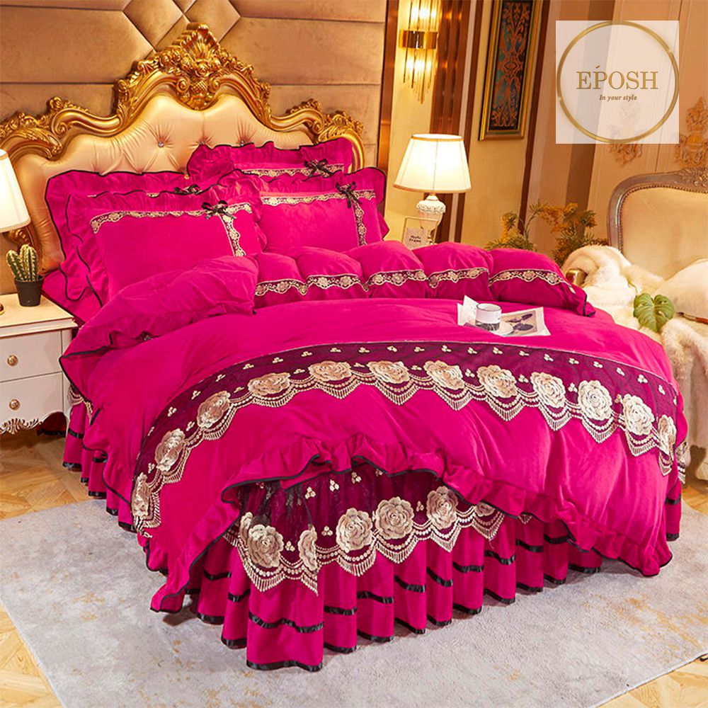 Luxury Velvet Duvet Shocking Pink-King