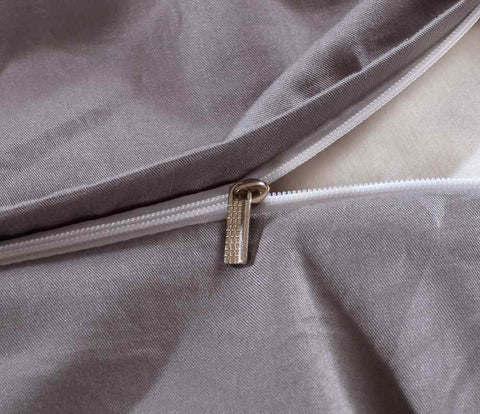 Exotic Embellish Cross Pleated Duvet Set - Silver Grey