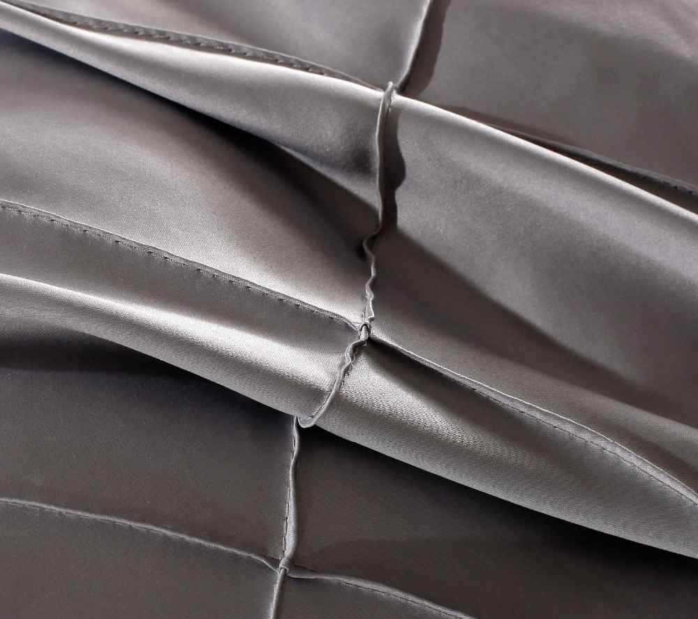 Exotic Embellish Cross Pleated Duvet Set - Silver Grey