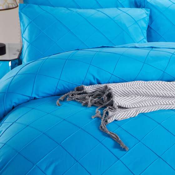 Exotic Embellish Cross Pleated Duvet Set - Deep Sky Blue