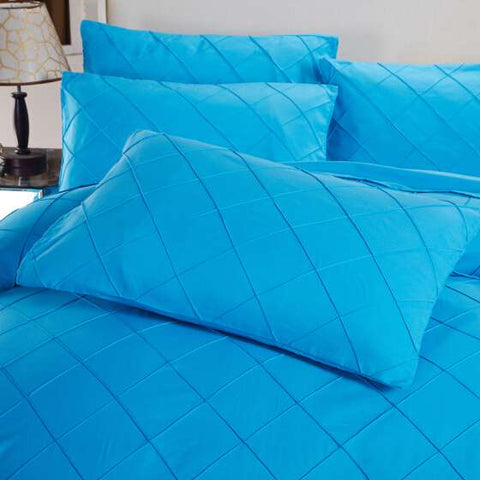 Exotic Embellish Cross Pleated Duvet Set - Deep Sky Blue