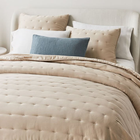 Velvet Bedspread Beige