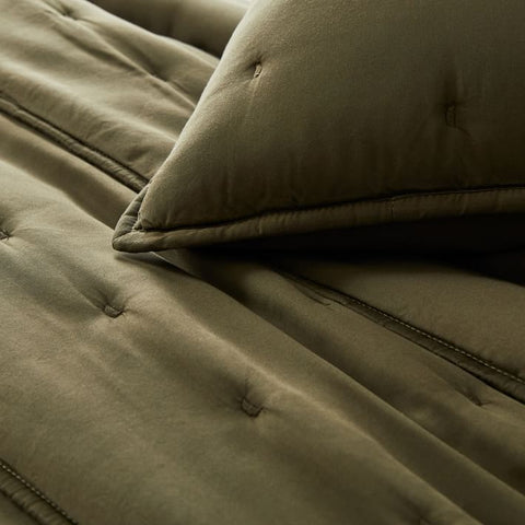 Velvet Bedspread Olive Green