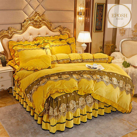 Luxury Velvet Duvet Yellow-King